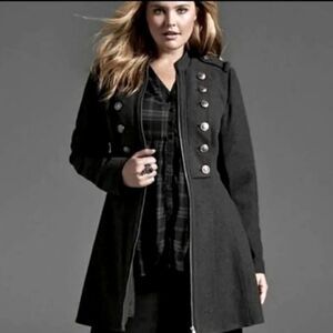 Torrid Military Long Coat Black Zip Front 0 12